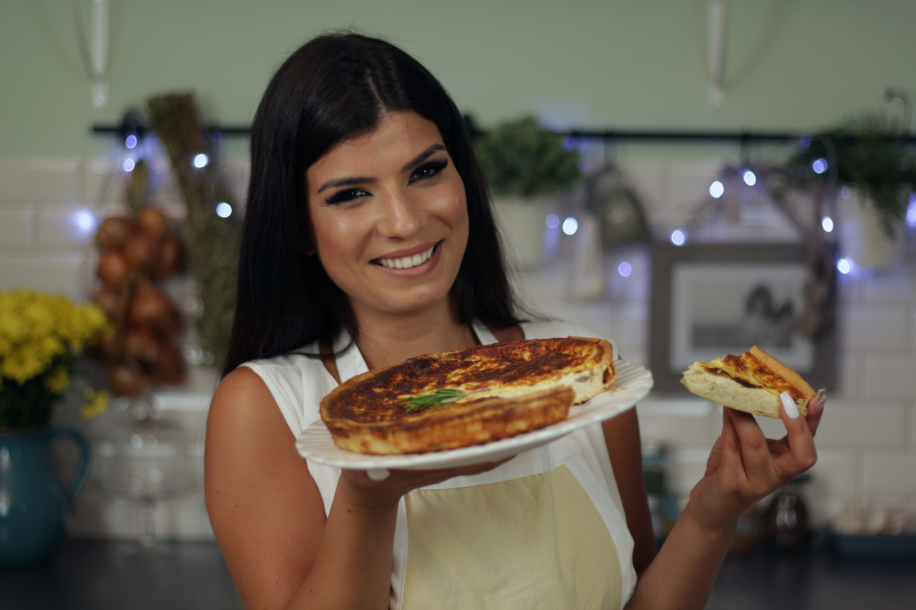 Quiche com sobras de frango assado