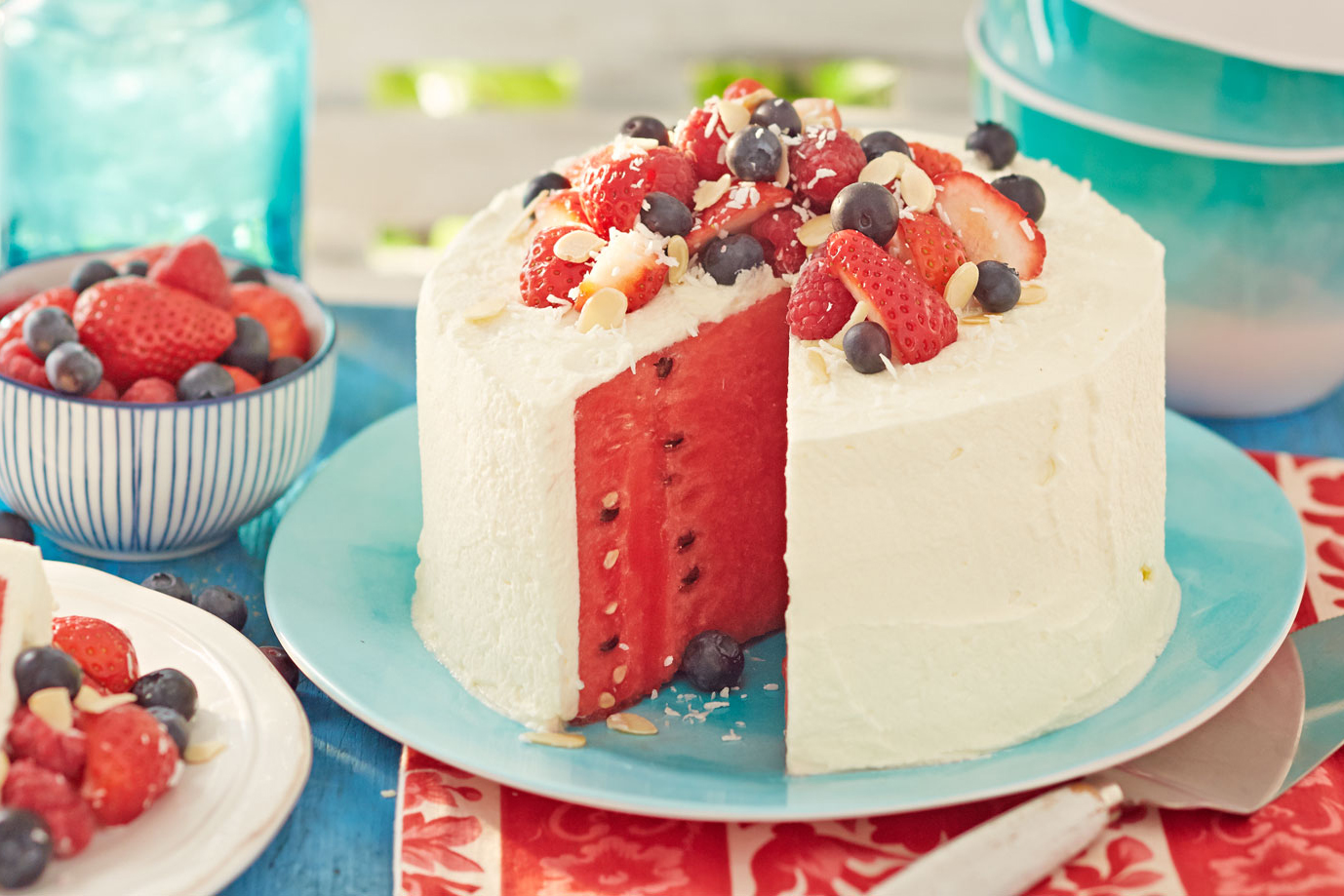 Receita fresca de bolo de melancia