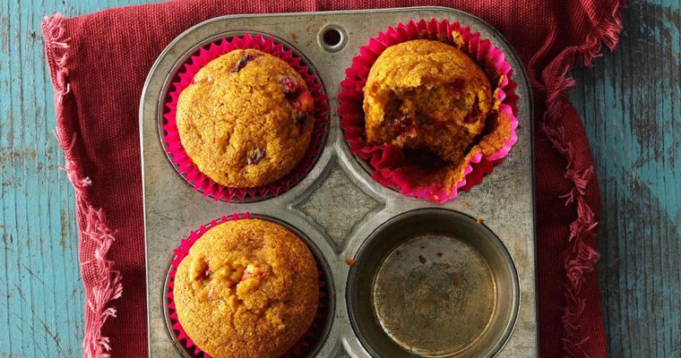 Receita de muffins de abóbora e arandos