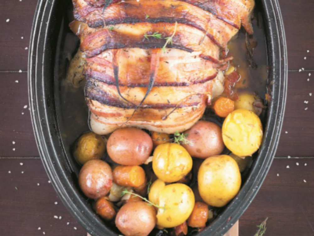 Receita de frango assado com bacon