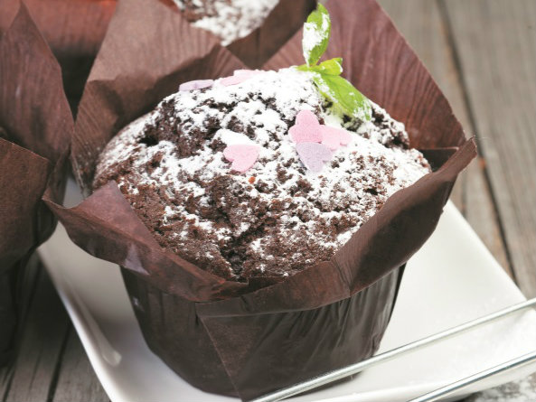 Receita de muffins de chocolate e avelãs