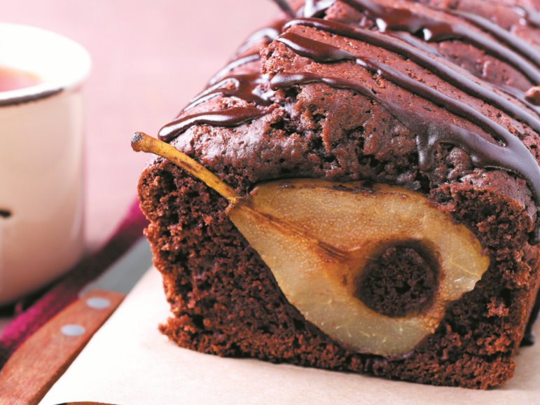 O original bolo de chocolate com pera