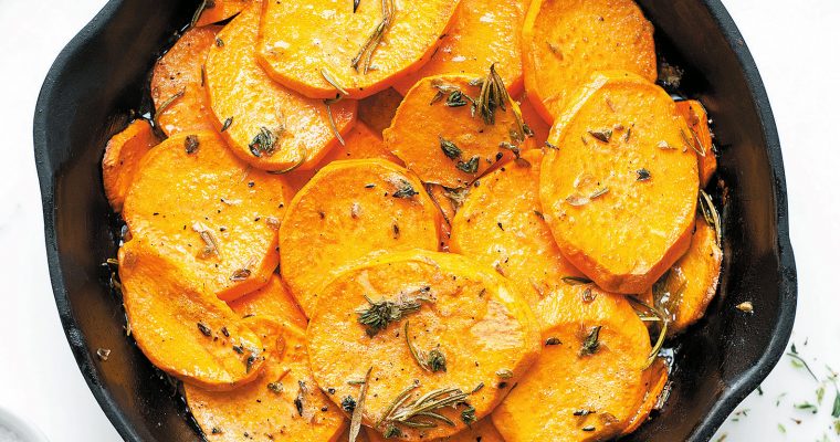 Batata-doce assada em rodelas