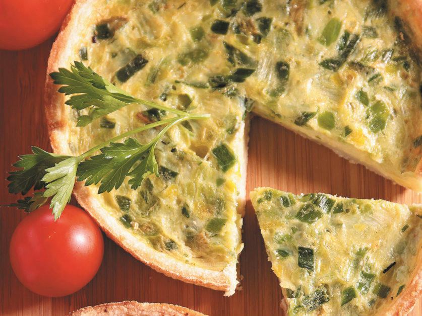 Experimente esta quiche de alho francês
