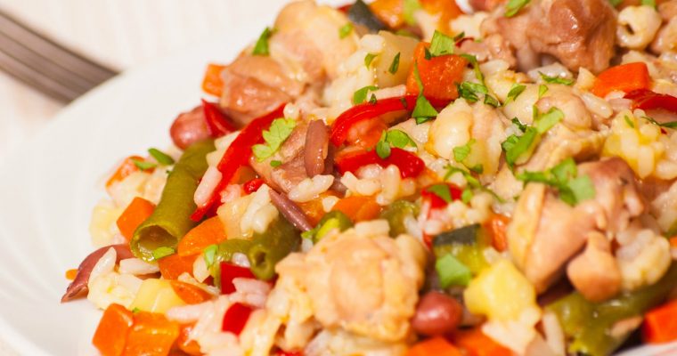 Risoto de frango com legumes