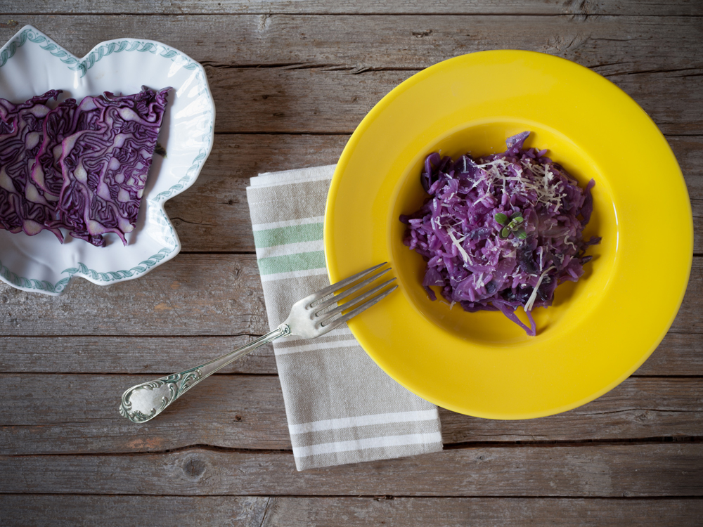 A receita de risoto de couve roxa do Edmundo Rosa