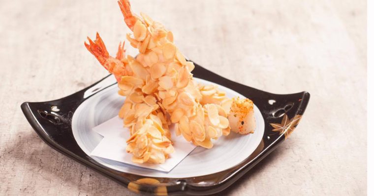 Receita de tempura de camarões com amêndoa do Rúben Rua