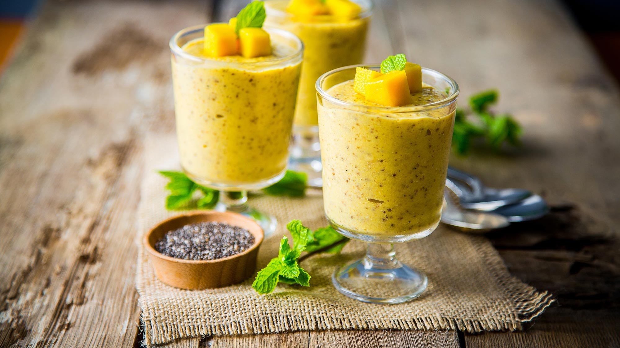 Receita de pudim de manga e chia