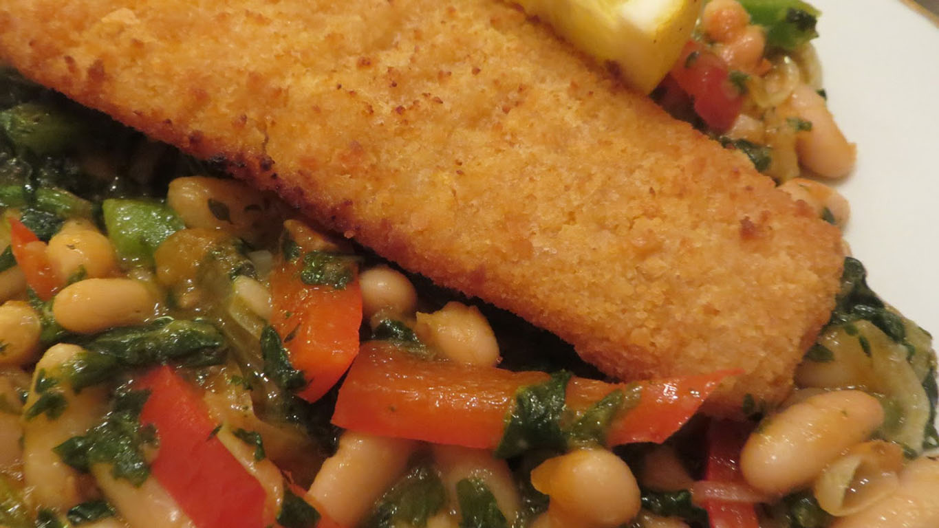 Filetes com legumes assados