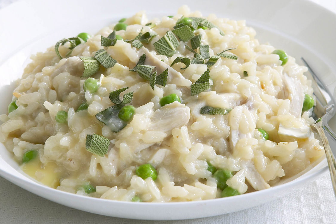 Risoto de frango e ervilhas