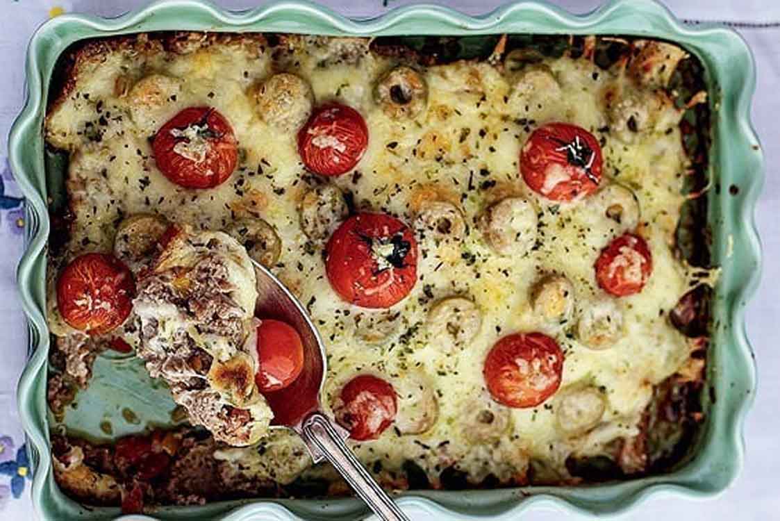 Carne picada com requeijão no forno