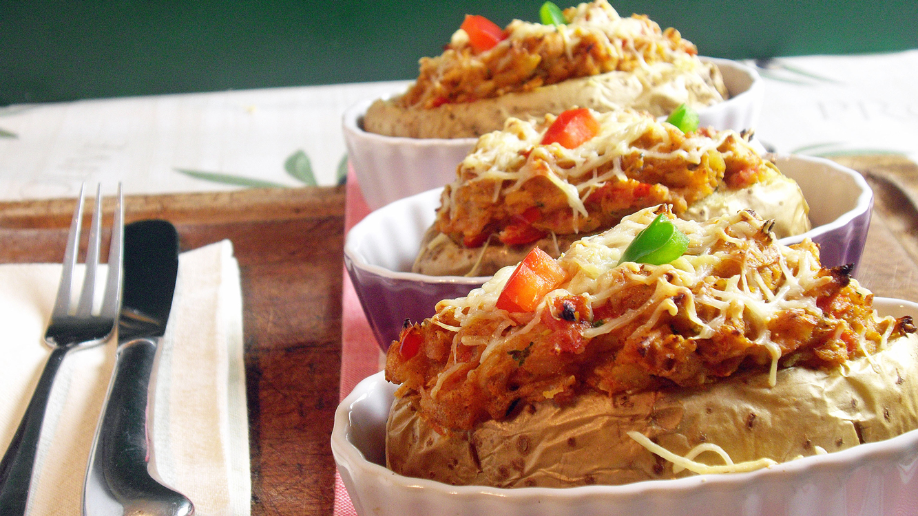 Batata recheada com frango