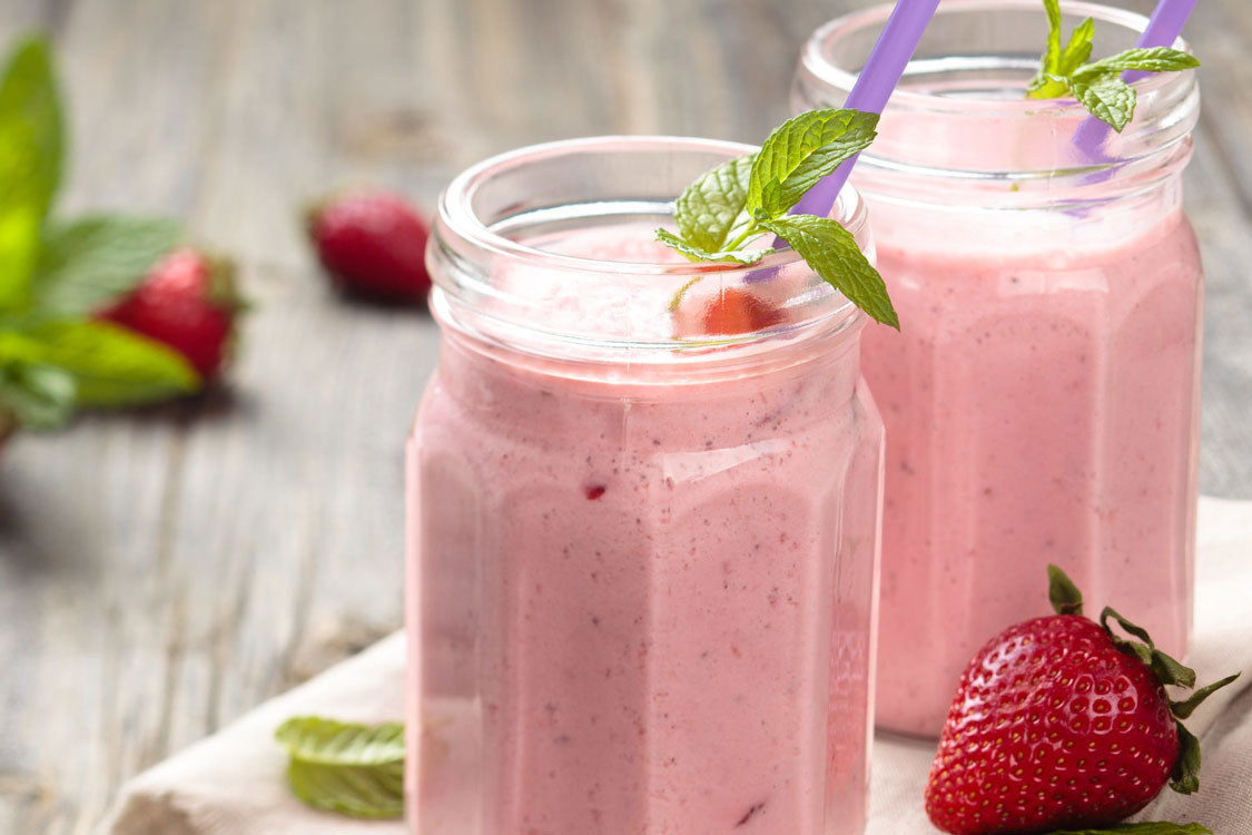 Batido de morango para ganhar força