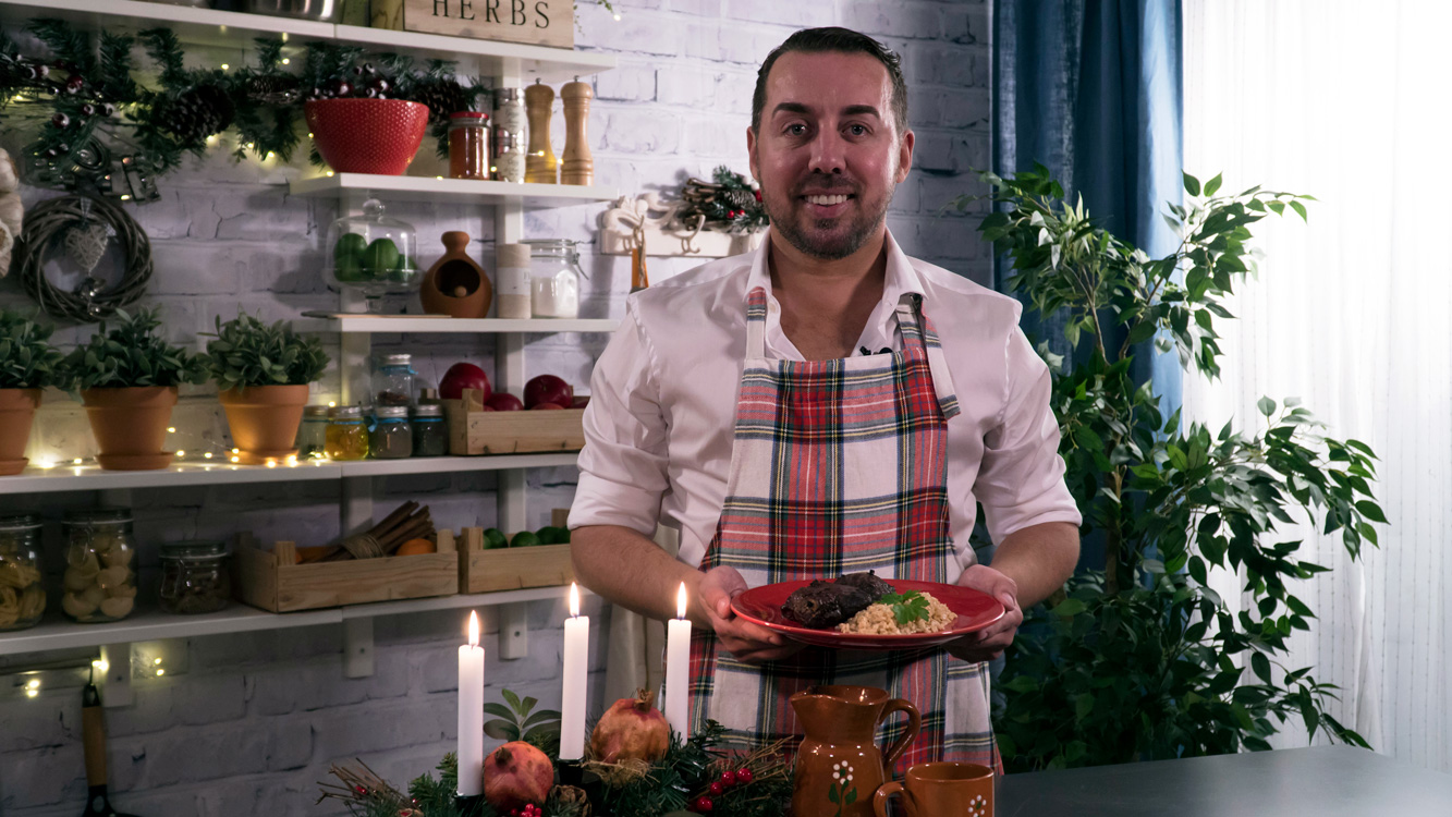 Bochechas assadas em vinho tinto