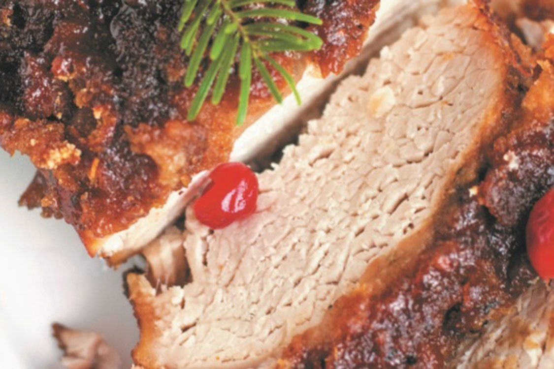 Lombo de porco assado com arandos satisfaz o corpo e o espírito!