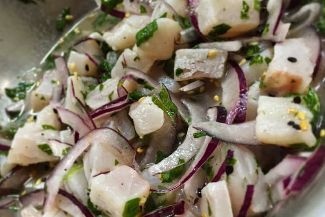 Receita fresca de ceviche de robalo