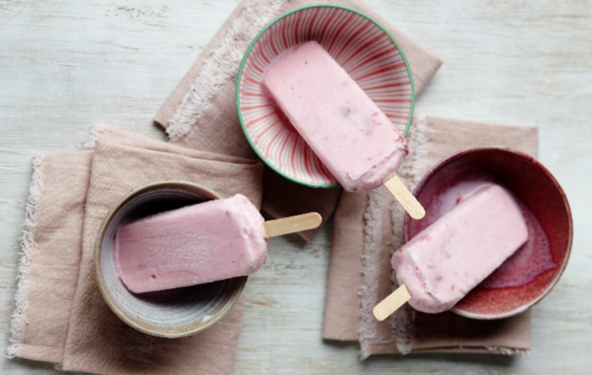 Receita caseira de gelado cremoso de morango