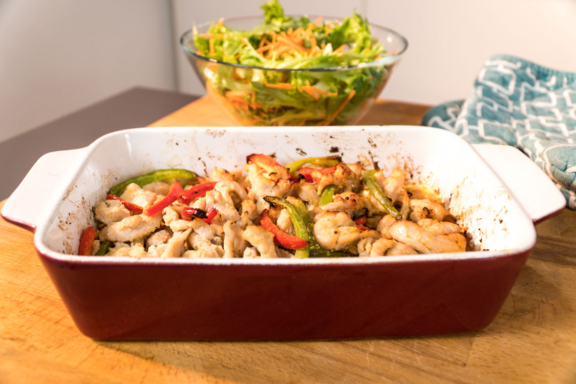 Frango com pimentos no forno