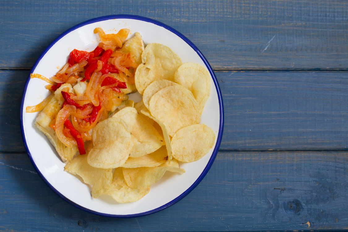 Bacalhau com cebolada de pimentos