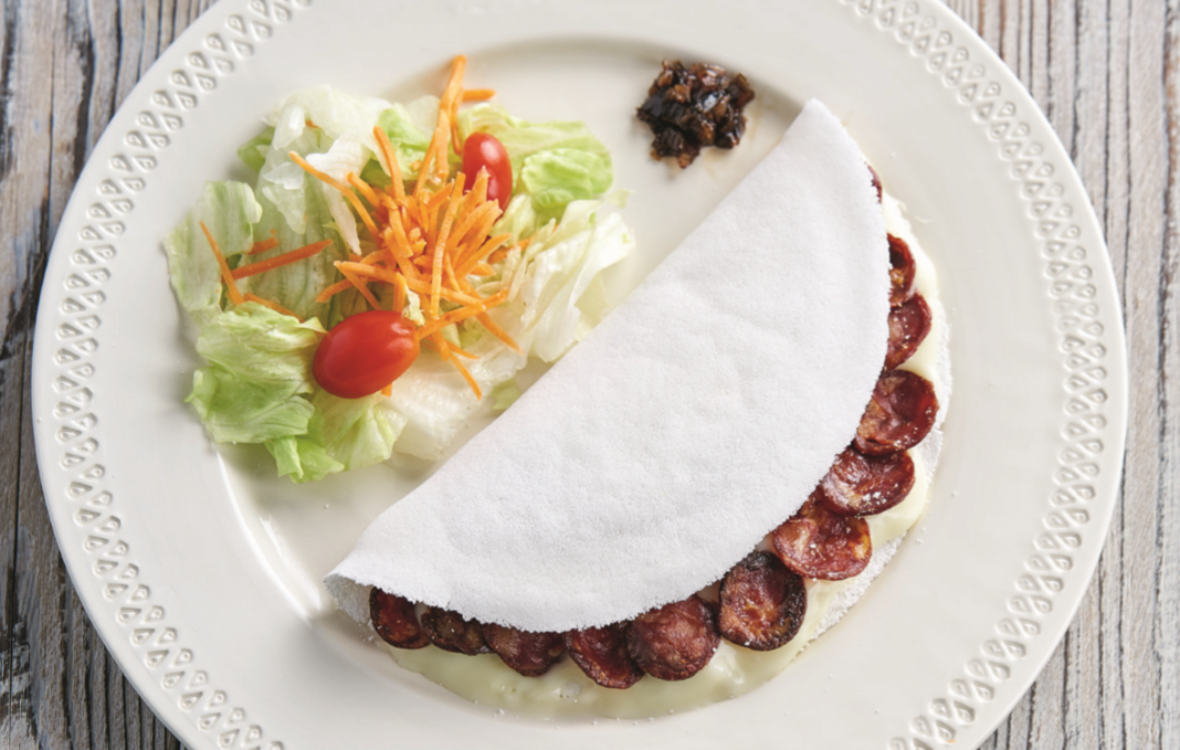 Receita de tapioca de Queijo da Serra e chouriço