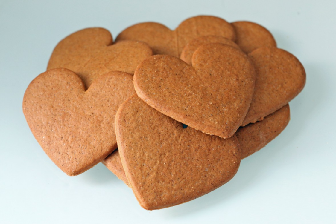 Bolachas de gengibre em forma de coração