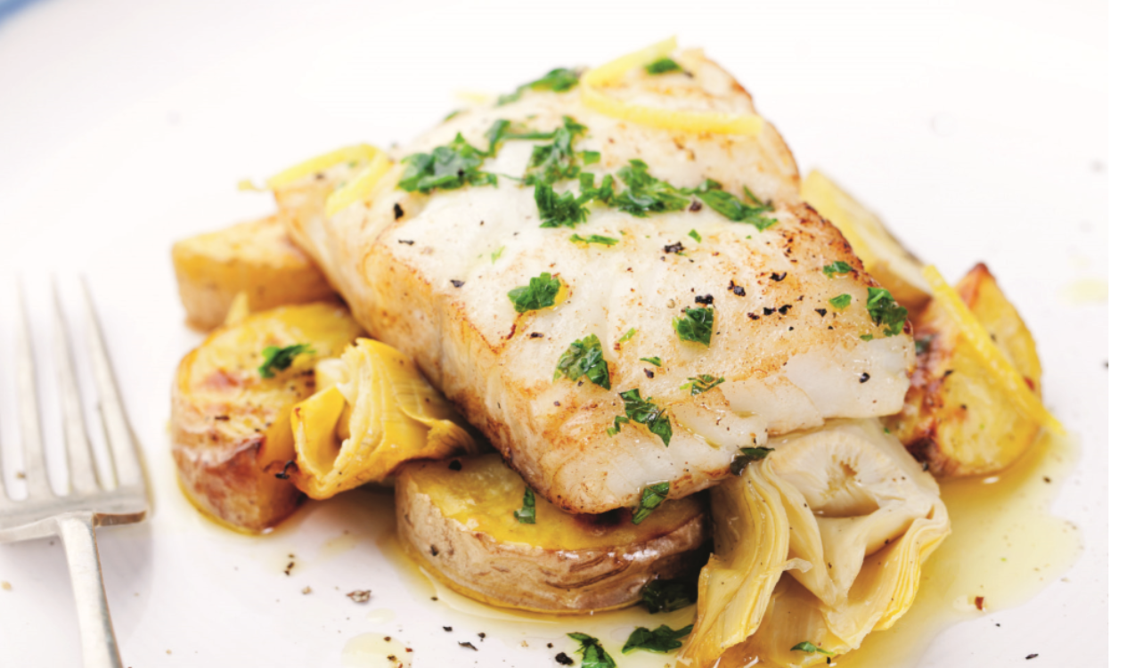 Receita de bacalhau no forno com alcachofras