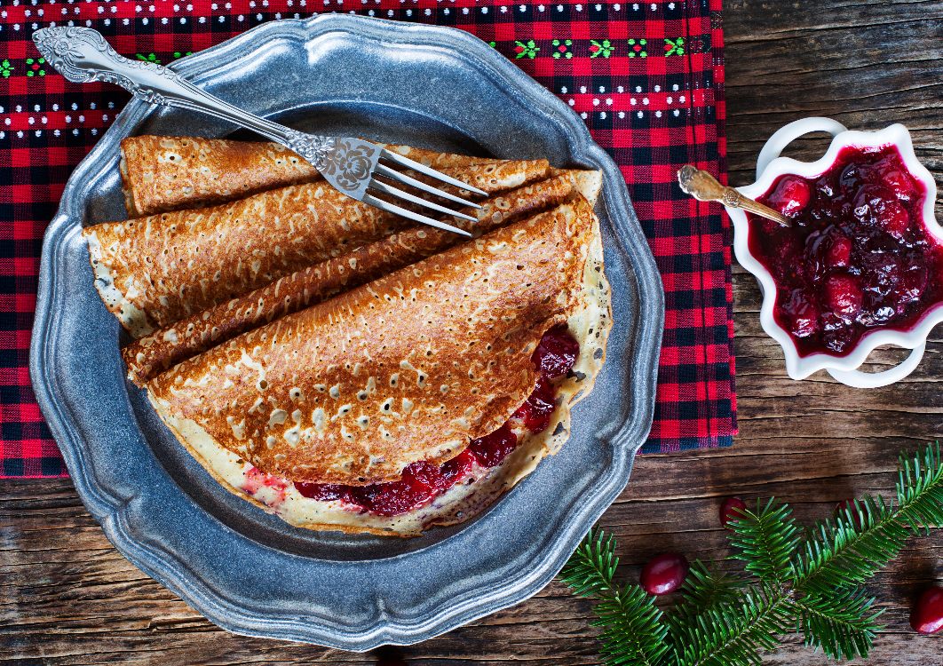 Crepes com molho de arandos