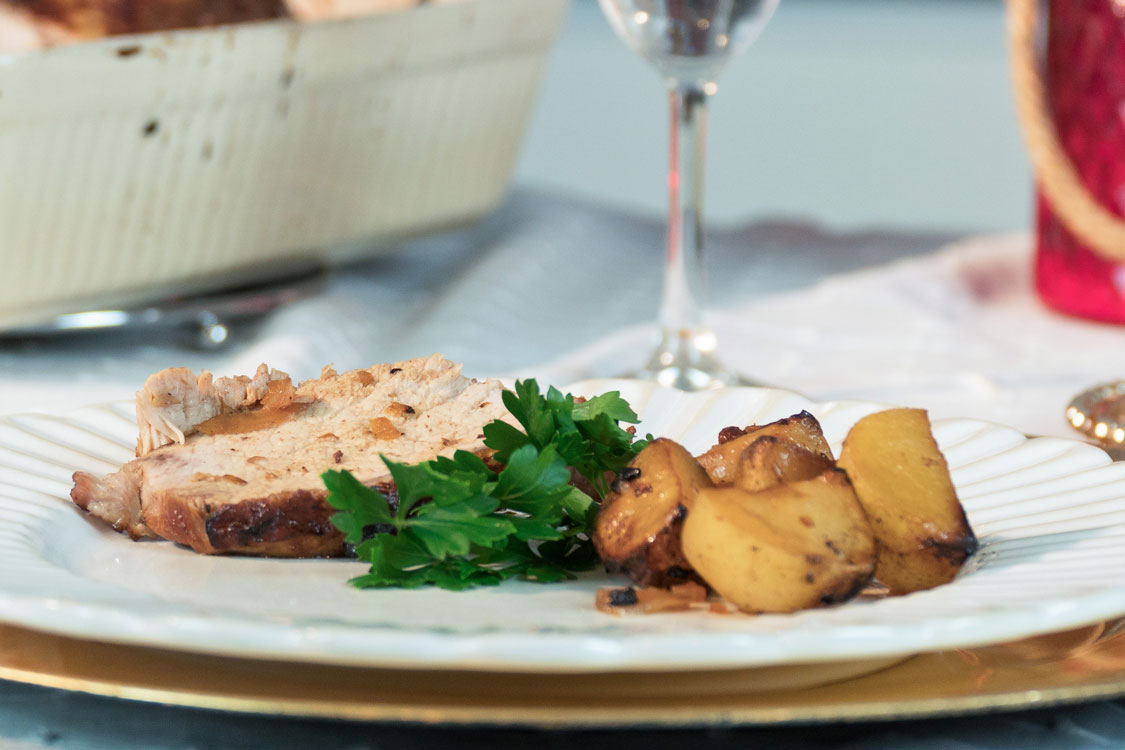 Lombo assado no forno com vinho tinto