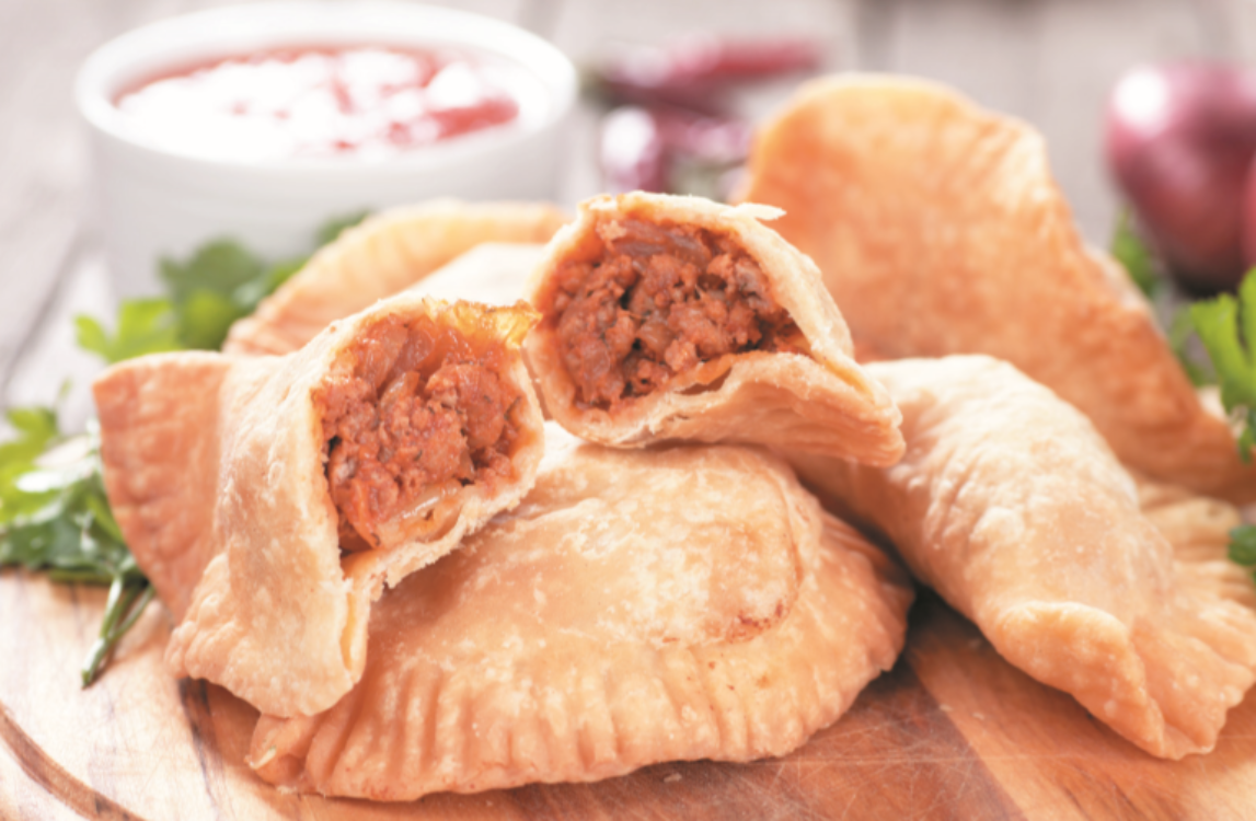 Pastéis de carne e cebola