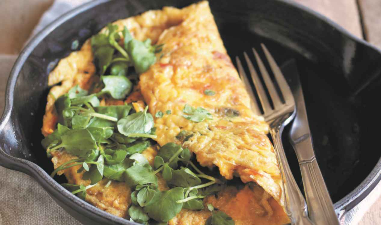 Omelete com agrião de água