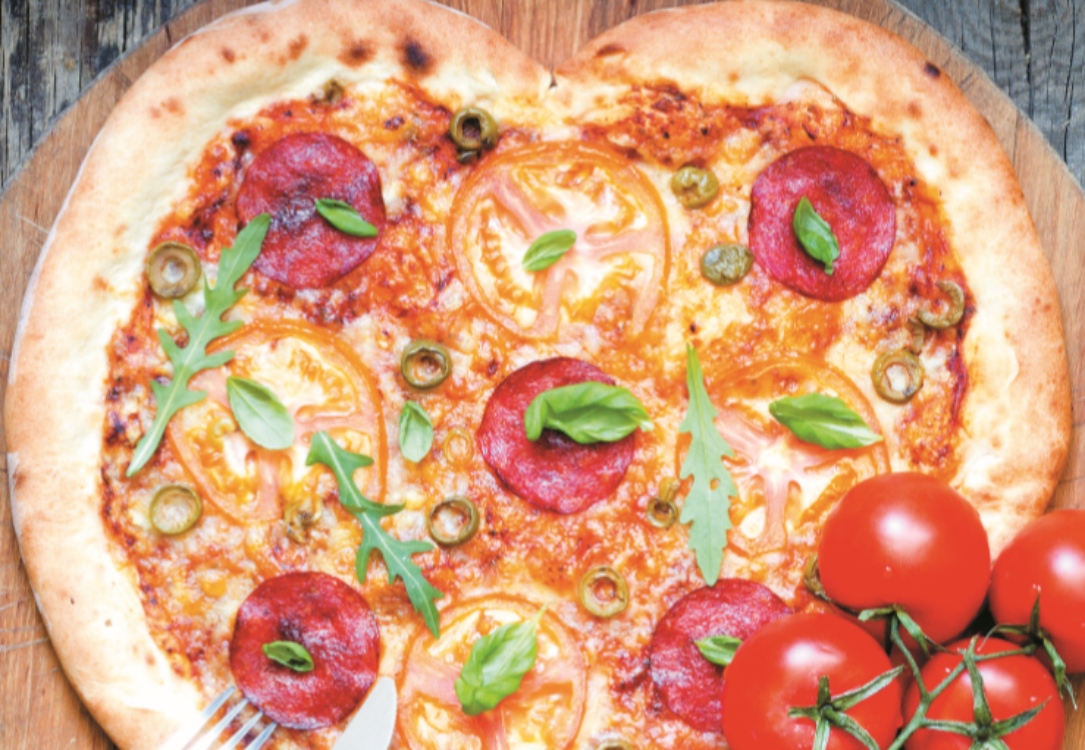 Pizza de salame coração
