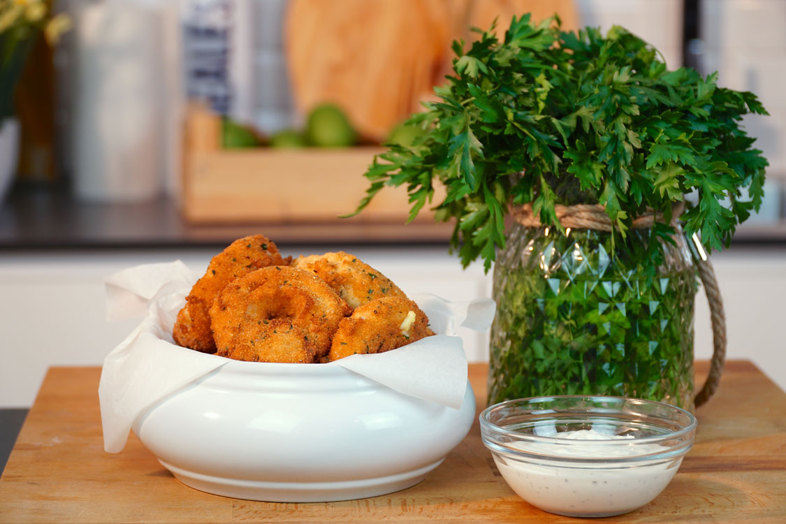 Receita de aros de cebola com queijo