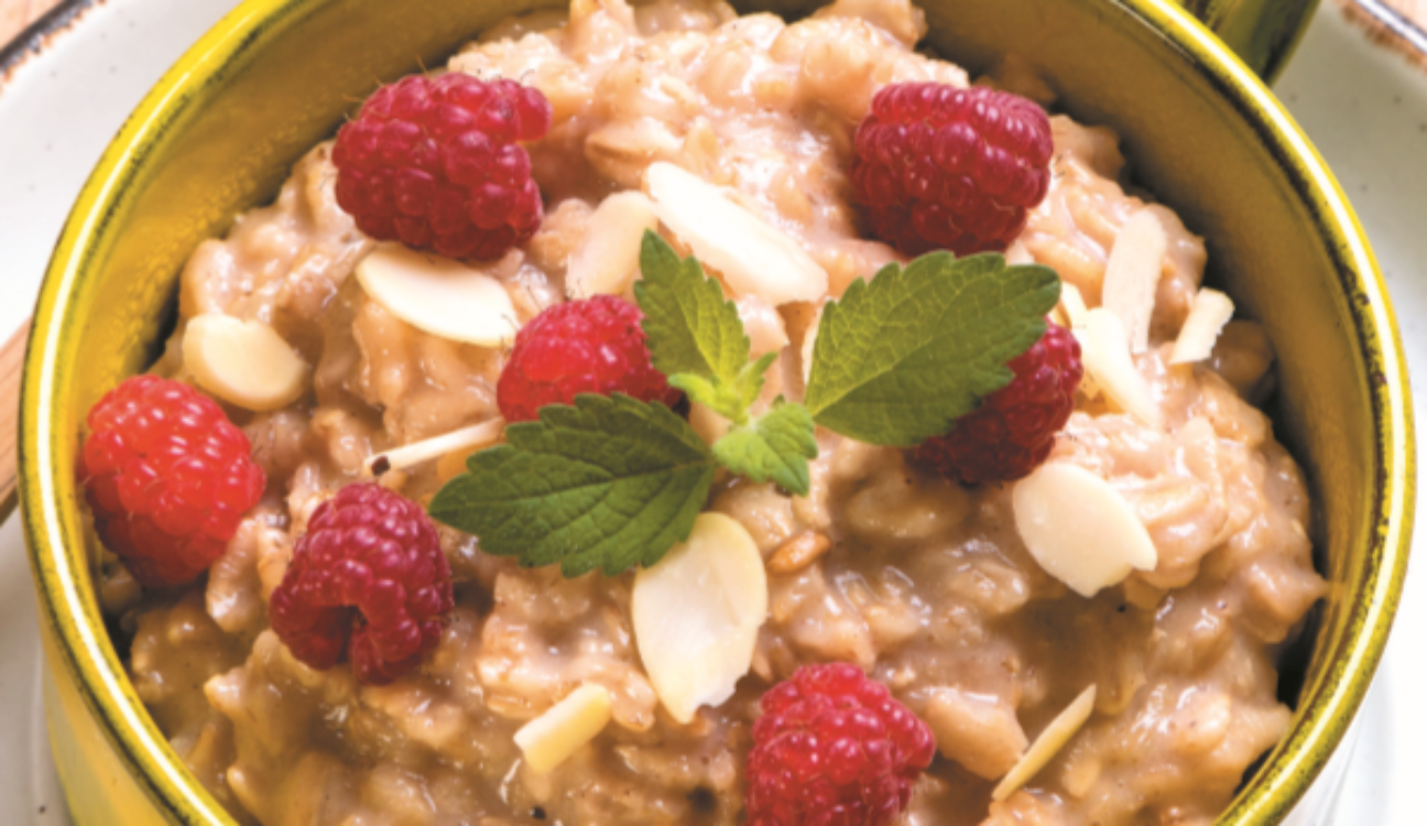 Papas de aveia com framboesas