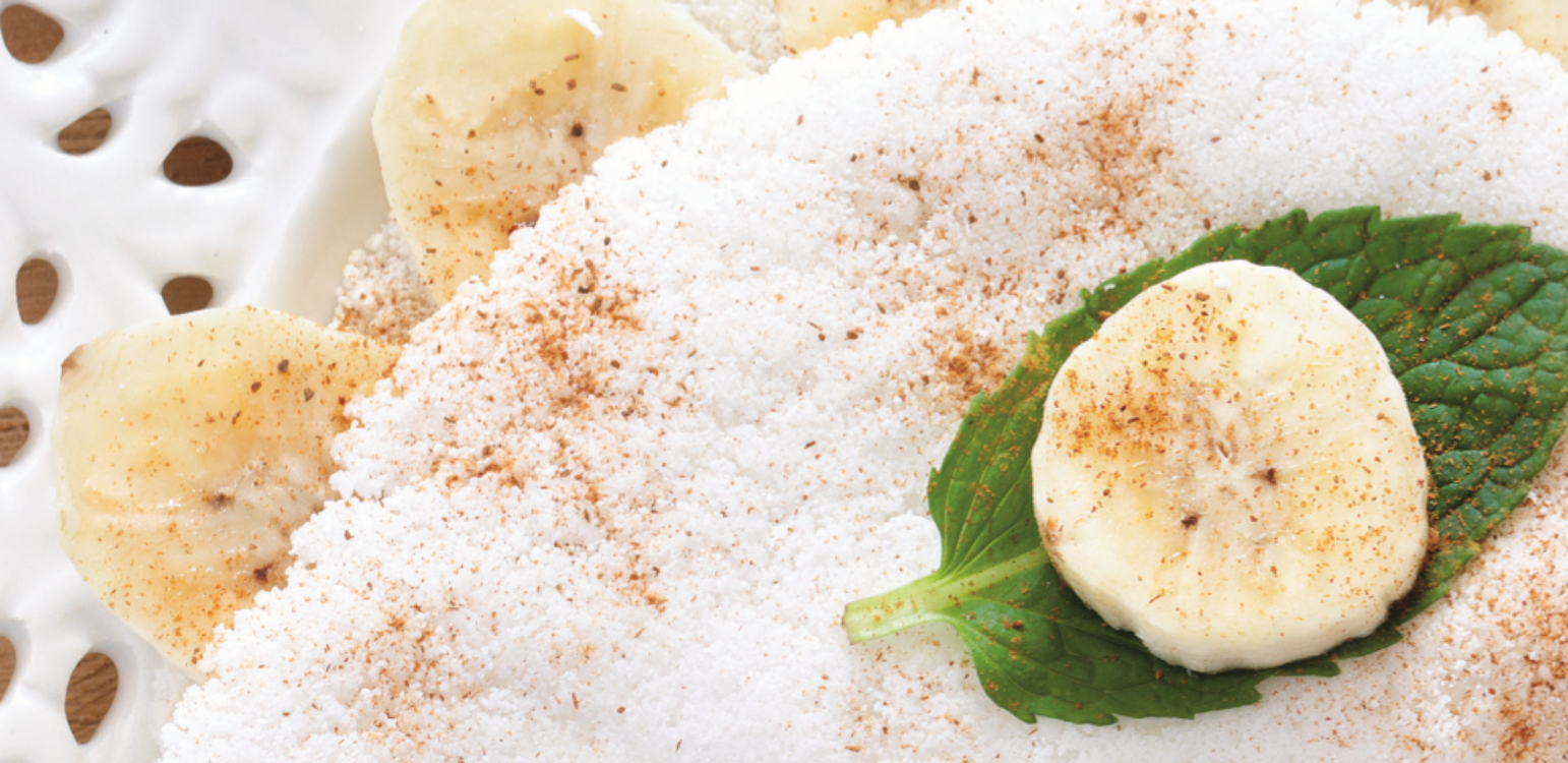 Tapioca de banana, coco e canela