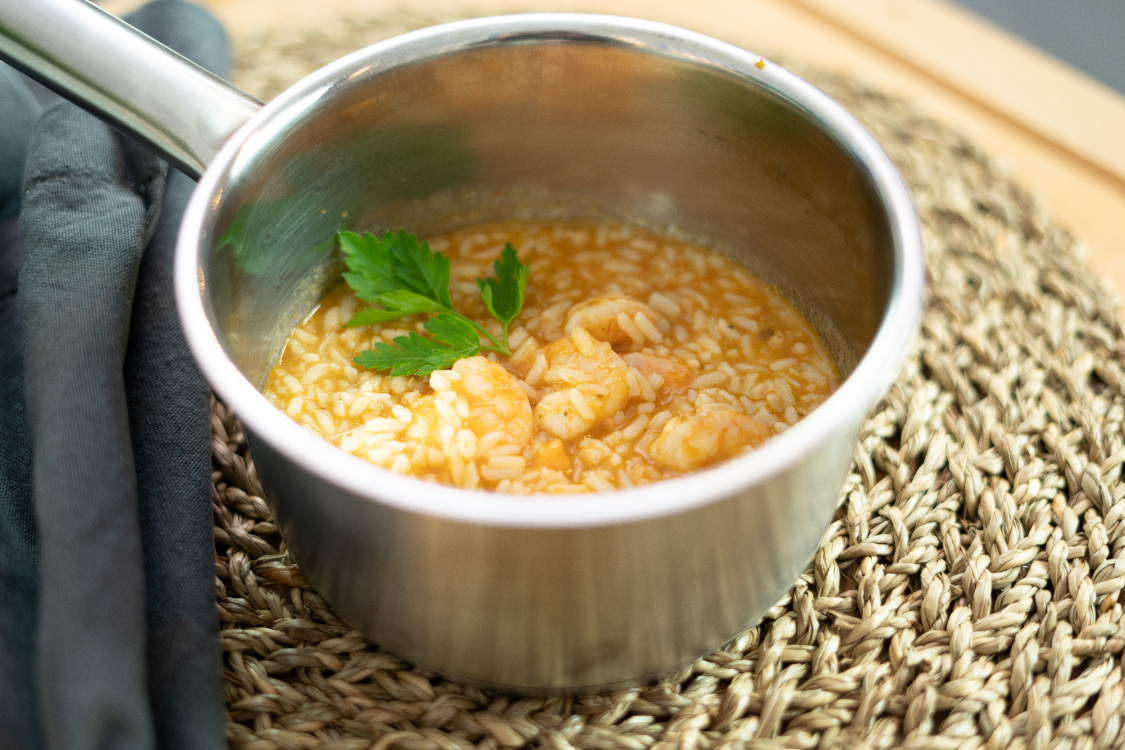 Receita saudável de arroz de camarão