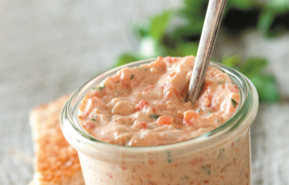 Paté de pimento e delícias do mar