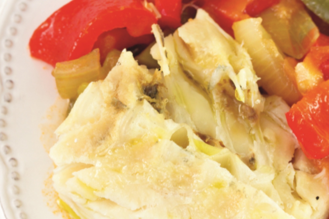 Bacalhau com pimentos: só a apresentação já é de abrir o apetite!