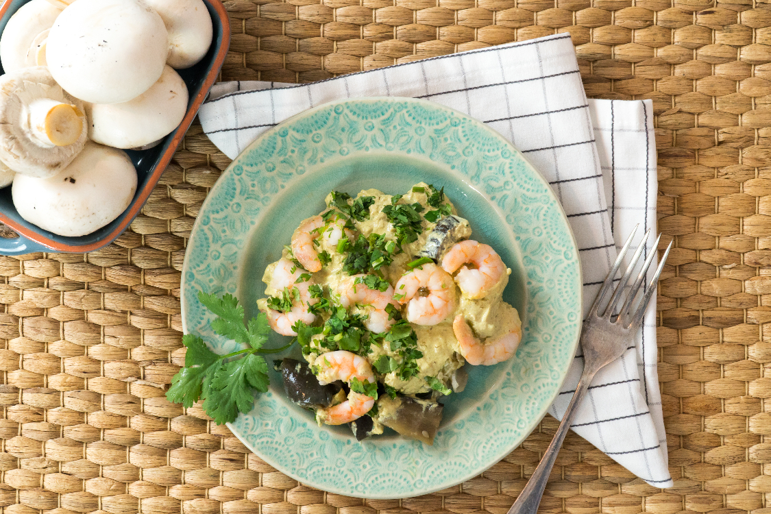 Caril verde de cogumelos e gambas: para um Dia dos Namorados mais picante… e saboroso!