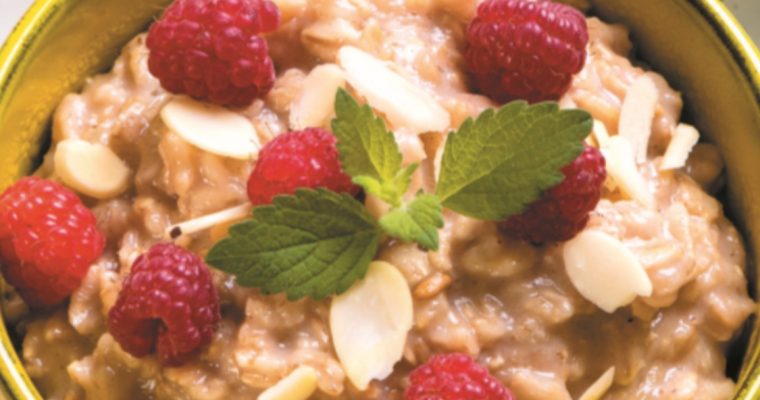 Papas de aveia com framboesas