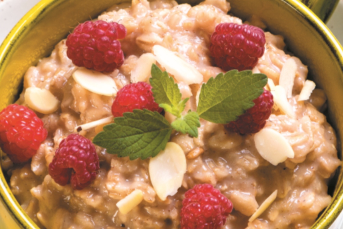 Papas de aveia com framboesas