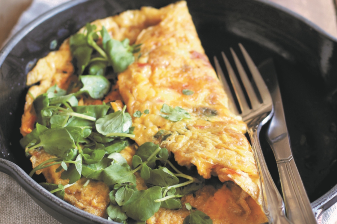 Omelete com agrião de água