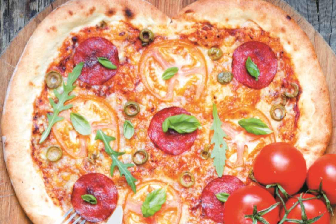 Pizza de salame coração