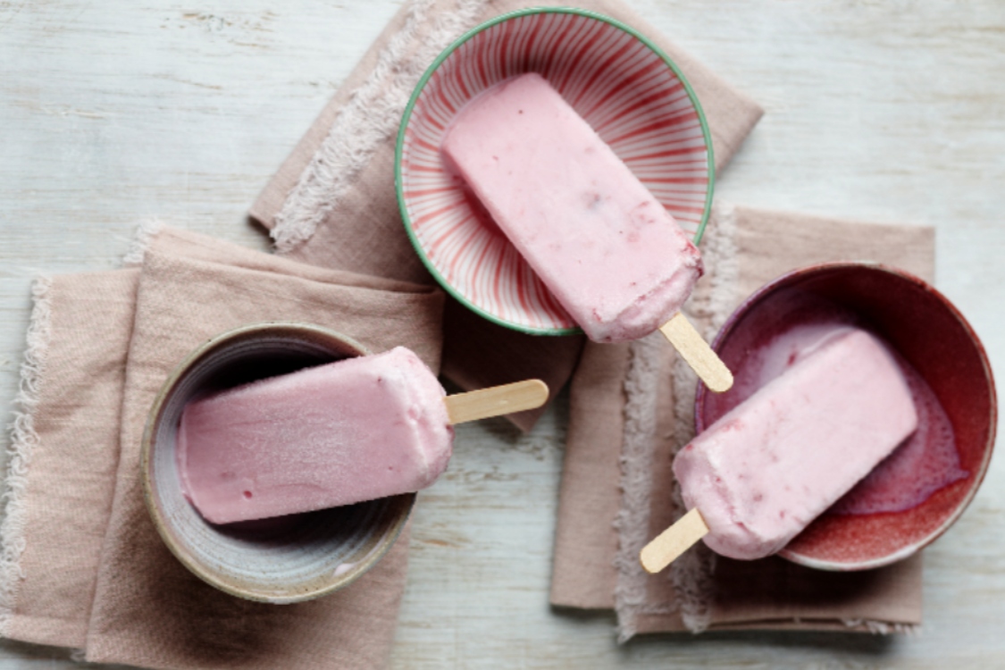 Receita caseira de gelado cremoso de morango