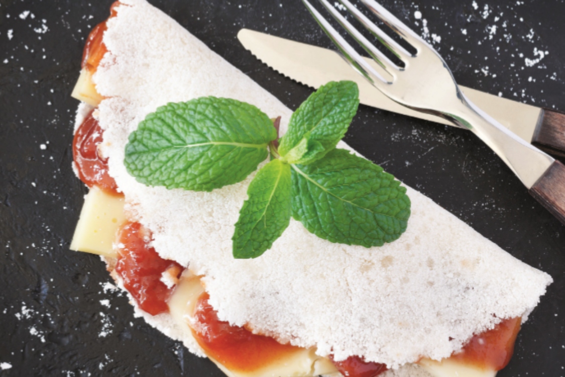 Receita de tapioca de marmelada e emmental